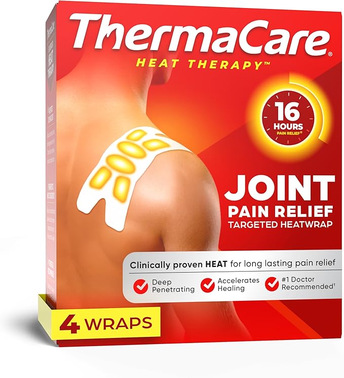 ThermaCare Portable Heating Pads - Adhesive, Disposable HeatWraps for Joint & Muscle Pain Relief - Multi-Purpose, Drug-Free Therapy with Flexible Fit (4-Count)