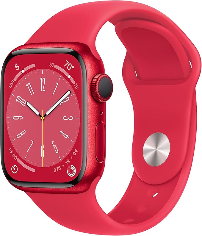 Apple Watch Series 8 [GPS, 41mm] - Red Aluminum Case with Red Sport Band, S/M (Renewed)