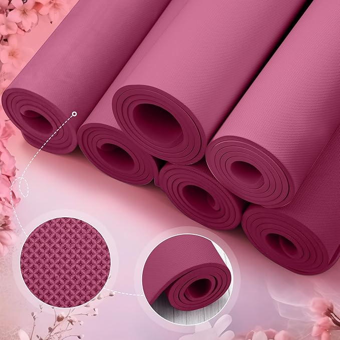 Timgle 6 Pcs 10mm Thick Yoga Mat Bulk 68 x 24 Inches Anti-slip Tear-resistant Exercise Mat Adult Gym Mats for Fitness, Stretching, Workout and Studio, Outdoor Yoga, Pilates