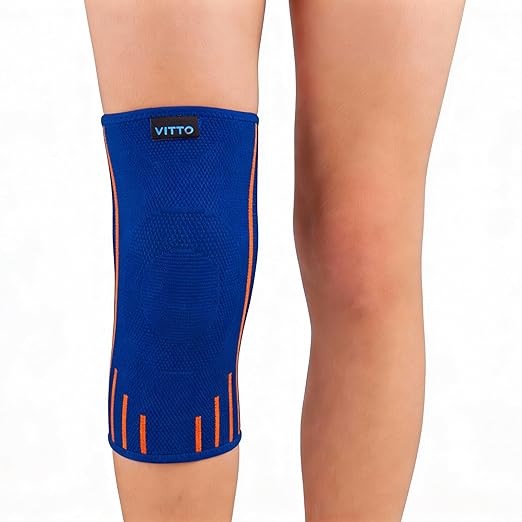 VITTO Kids Knee Brace - Osgood Schlatter Knee Brace Youth, Compression Sleeve for Boys and Girls from 4-14 years old (Blue, XL)