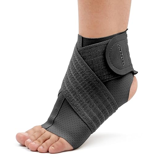 Velpeau Foot & Ankle Support Brace Compression Sleeve with Adjustable Strap, Elastic Wrap for Plantar Fasciitis, Achilles Tendonitis, Sprained, Sports Bandage Sock for Men & Women (Single, Black, XL)