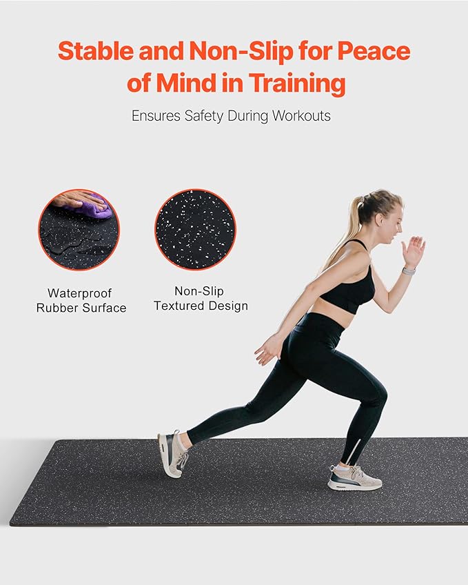 VEVOR 0.56Inch 48sq.ft 12 Tiles Gym Flooring for Home Gym, Rubber Top with High Density EVA Foam, 25 x 25In Gym Floor Exercise Equipment Mats, Interlocking Gym Mats, Puzzle Workout Mats, Black & White