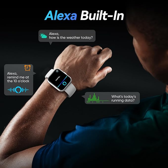 Fitpolo Smart Watches for Men/Women, 1.8'' Alexa Built-in Fitness Tracker Watch with Bluetooth Calls, IP68 Waterproof, Heart Rate/Sleep/SpO2/Stress Monitor, 110 Sport Modes for Android & iPhone