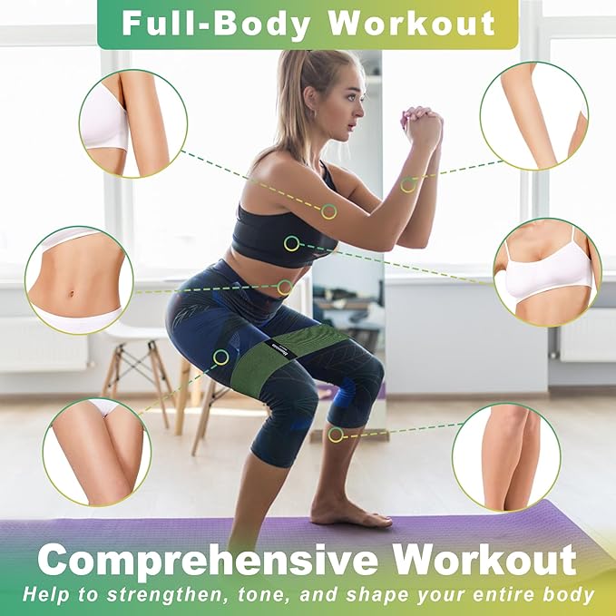 Honmein Resistance Bands for Working Out, 3 Levels Exercise Bands Workout Bands Set for Women Men, Hip Legs Booty Bands for Home Fitness, Gym, Yoga, Pilates
