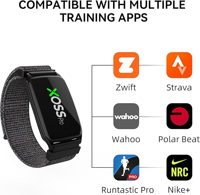 XOSS BBP Heart Rate Monitor Armband with Bluetooth5.0 & ANT+, IPX68 Waterproof & Rechargeable 60Hour Battery Life Monitor Watch for Exercise