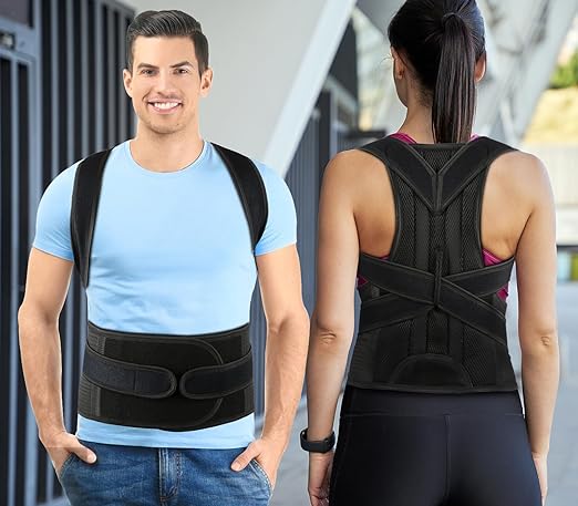 PAZAPO Posture Corrector for Men and Women - Back Brace Full Back Support Straightener for Hunchback - Upper and Lower Lumbar to Relieve,Small(24-29 Inches)