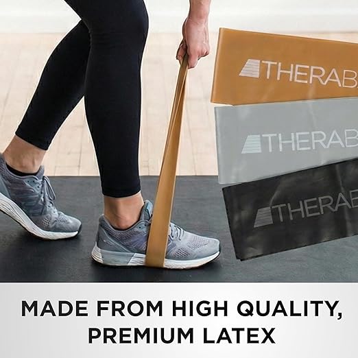 THERABAND Resistance Band Loop Set, 18" Workout Bands for Strength Training, Stretching & Physical Therapy, Set of 3 Color-Coded Exercise Bands with Varying Resistance Levels, Portable & Durable