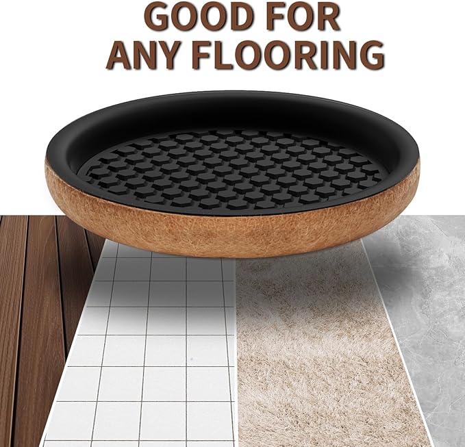 Ezprotekt Felt Furniture Sliders for Hardwood Floors, 3.5" 12 Pcs Upgraded Round Furniture Movers Sliders, Reusable Furniture Moving Pads for Heavy Bed Couch, Move Your Item Easy & Safely (Brown)