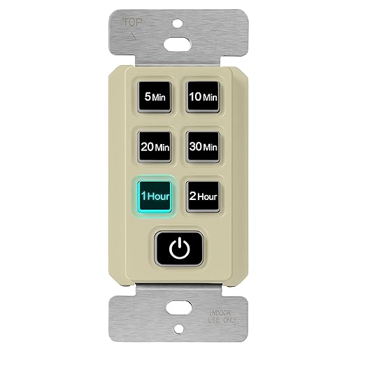 TOPGREENER 2-Hour Countdown Timer Switch, 5-10-20-30 Min 1-2 Hour Settings, for Fans and Lights, LED Indicator, 120VAC 60Hz, 1/2HP, 150W LED, Neutral Wire Required, UL Listed, TGT06-2H-RT-I, Ivory