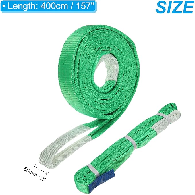 PATIKIL Lifting Slings Straps, 1 Pcs Polyester 12ft Heavy Web Slings Duty Flat Lifting Belts Pull Lifting Straps Slings Mount(4409lbs), Green