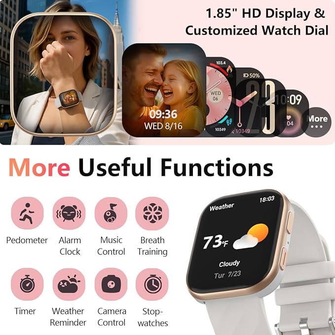 MorePro Health Fitness Tracker with 24/7 Heart Rate/Blood Pressure Monitor, Blood Oxy-gen/Sleep Tracking, 120+ Sports Activity Tracker, Smart Watch (Make/Answer Call) with Step Counter for Women Men