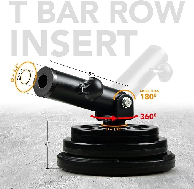 Yes4All T-Bar Row Plate Post Insert Landmine Attachment – Fit 1" & 2” Olympic Bars – Full 360° Swivel & Easy to Install