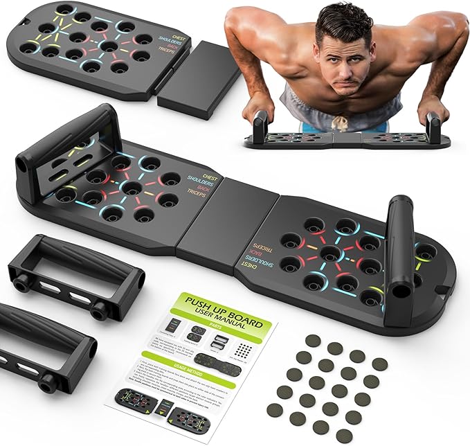 Push Up Board Fitness, Workout Home Gym Equipment, 20 in 1 Exercise Pushup Bar Handles for Floor, Strength Training Equipment for Men