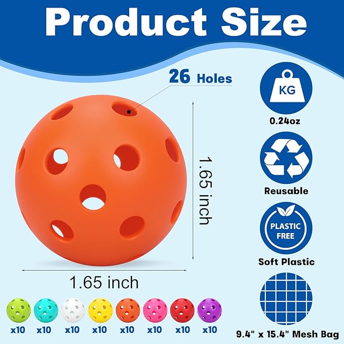 Coopay 20/40/80 Pack Mini Plastic Practice Baseballs, 1.65inch Small Soft Training Balls with Drawstring Bag for Baseball Hitting, Pitching & Batting Training, Indoor & Outdoor