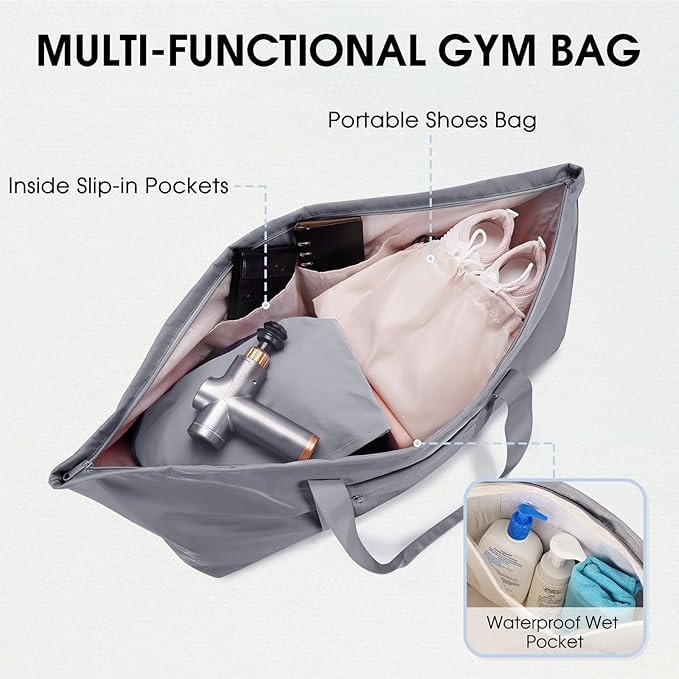 Large Yoga Mat Bag with Shoes Compartment and Wet Pocket Ladies Pilates Gym Tote Bag with Yoga Mat Holder Strap for Women Men Workout Carrier Stuff Accessories