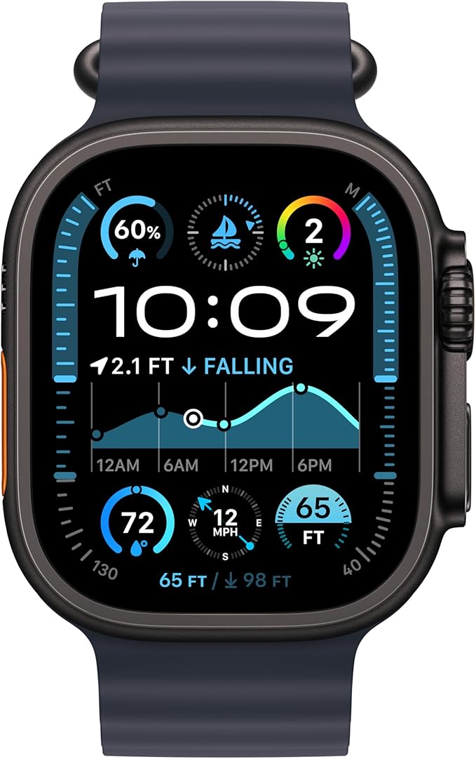 Apple Watch Band - Ocean Band (49mm) - Navy with Black Titanium Finish - Regular