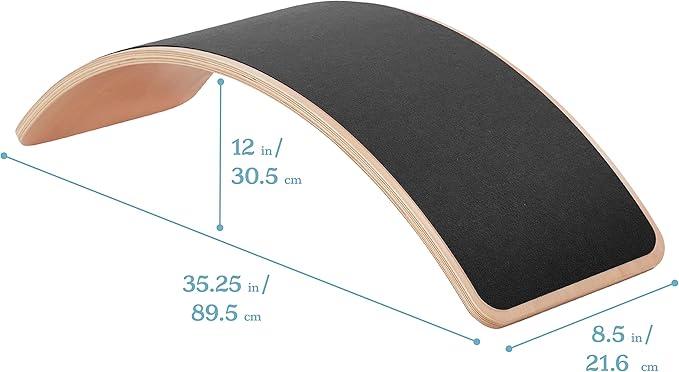 ECR4Kids Wooden Rocking Balance Board with Non-Slip Felt Base, Montessori Toy, Black