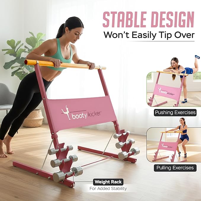 Portable Folding Exercise Bar for Barre, Balance and Ballet Home Workouts, Strong Freestanding Stable Design