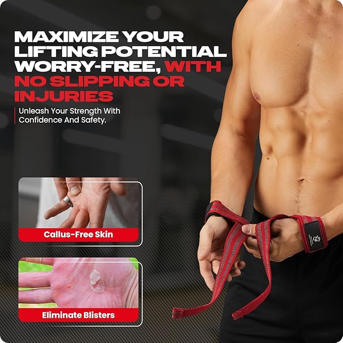 Special Essentials Wrist Straps for Weightlifting and Weightlifting Wrist Wraps for Men & Women (2 Pair Bundle) Premium Padded Neoprene - Gym Lifting Straps