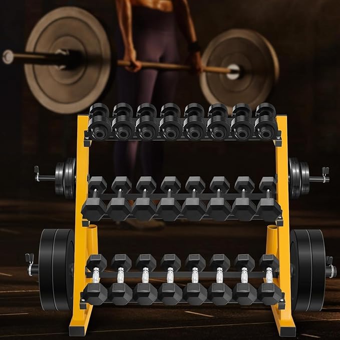 Dumbbell Rack 3‑Tier – 1000 Lb Capacity Heavy Duty Weight Storage Rack For Dumbbells, Kettlebells & Gym Equipment, Adjustable Steel Frame, Black