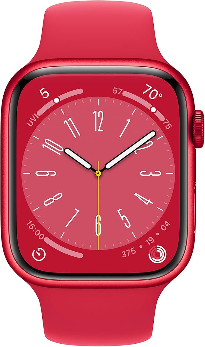 Apple Watch Series 8 [GPS + Cellular, 45mm] - (PRODUCT)Red Aluminum Case with Red Sport Band, S/M (Renewed)