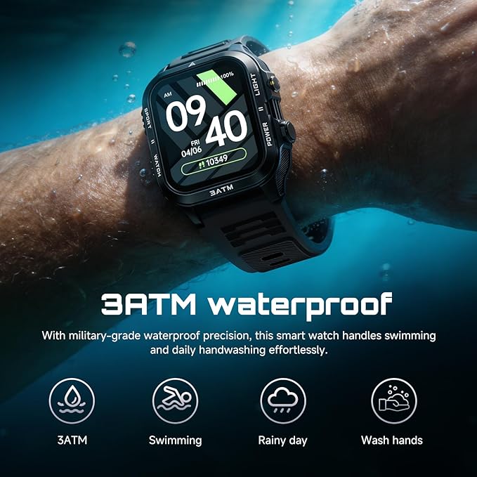 Smart Watch for Men Fitness Tracker - Professional Waterproof Bluetooth Calling Sports Watch, Sleep Monitor, Spo2 & Heart Rate Monitor, Compatible with Android and iOS