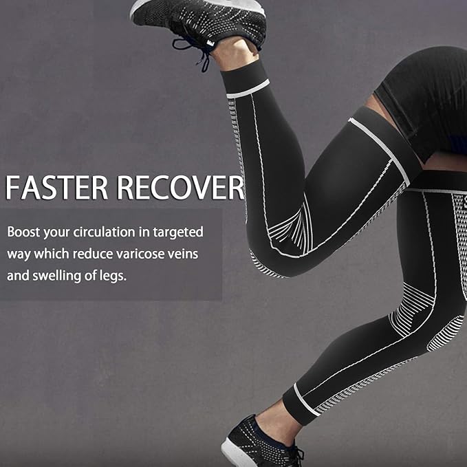 Full Leg Sleeves Long Compression Leg Sleeve Knee Sleeves Protect Leg, for Man Women Basketball, Arthritis Cycling Sport