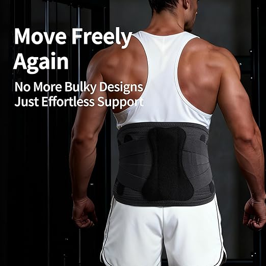 Lower Back Brace for Women Men, Adjustable Lumbar Support with 3D Pad, Breathable Ergonomic Support Belt with Metal Stays for Work, Lifting, Drive, Black,Size XL,Waist 45"-52"