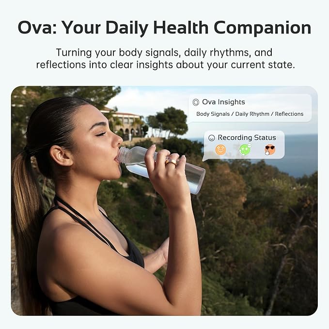 opove O Ring Smart Ring, Fitness Trackers Rings with Sleep/Stress/Heart Rate/Women's Health Monitoring, Comfortable Wearing, Up to 7 Days Using, Fitness Ring for Android & iOS, Rose Gold-Size11