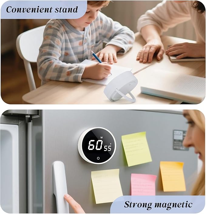 Digital Kitchen Timer - Magnetic 199-Minute Countdown Countup Timer with Large LED Display,Volume Adjustable, Visual timers for Cooking,Gym,Meeting,Classroom,Study,Work,Outdoor Activities