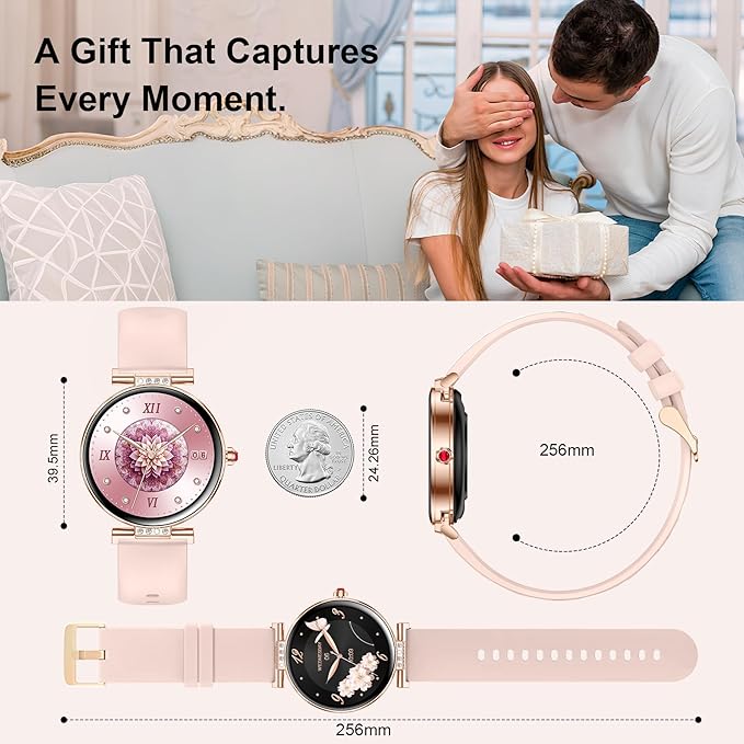 Smart Watch for Women, 1.19" AMOLED Touchscreen Fitness Watch（Calls/Notifications）3 Straps, 24H Heart Rate/Sleep Monitor/Female Cycle, 120+ Sports Modes, IP68 Waterproof Smartwatch for Android iPhone
