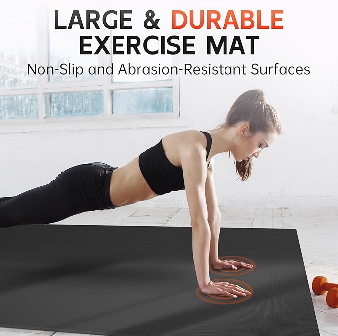 Extra Large Exercise Mat, 10’ x 6'/ 8’ x 6’/ 7’ x 5’/ 6’ x 4’- 7MM Thick Workout Mat for Home Gym, High-Density Gym Mat for Home Gym Floor, Non Slip Large Yoga Mat