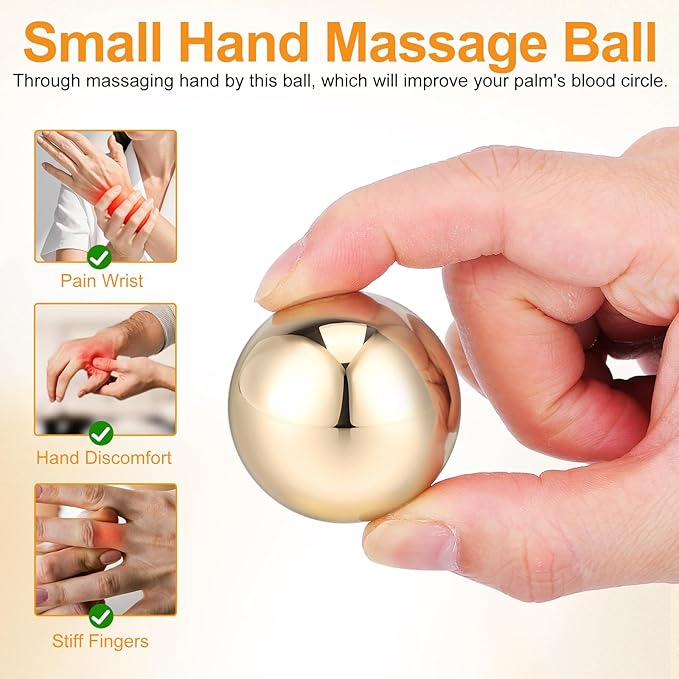 2Pcs Brass Exercise Ball 1.5 Inch Golden Solid Copper Metal Baoding Balls for Hand Therapy Stress Relief, Chinese Kung Fu Massage Acupressure Tool