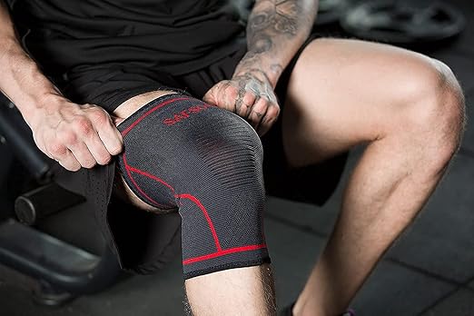 Knee Compression Sleeve,Knee Sleeves for Weightlifting,Knee Braces Runners, Basketball, Weightlifting, Gym, Workout (Large,2 Pack)