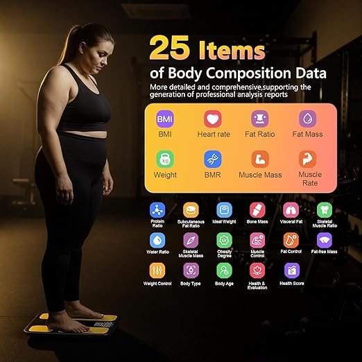 Professional Smart Scale for Body Weight, BMI, Body Fat, Muscle Mass, Highly Accurate 25 Body Composition Weighing Machine, Bathroom Digital Scale Large Display Sync with Fitness App, 402lb