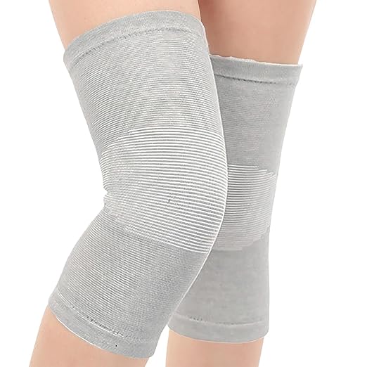 Bamboo Compression Knee Sleeve - Knee Sleeves for Women Men Knee Pain - Elastic Warm Knee Brace (Gray, Large)