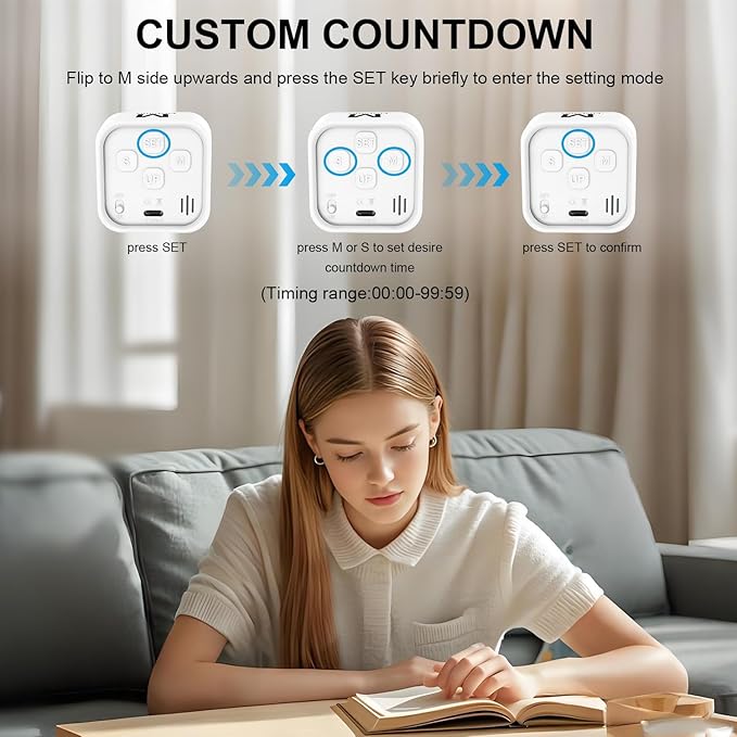 Rotating Visual Pomodoro Timer 5, 25, 10, 50 Min Custom Countdown, Rechargeable Cube Desk Productivity Flip Timer with Detachable Silicone Case, Ideal for ADHD Tool Study Work School (Green)