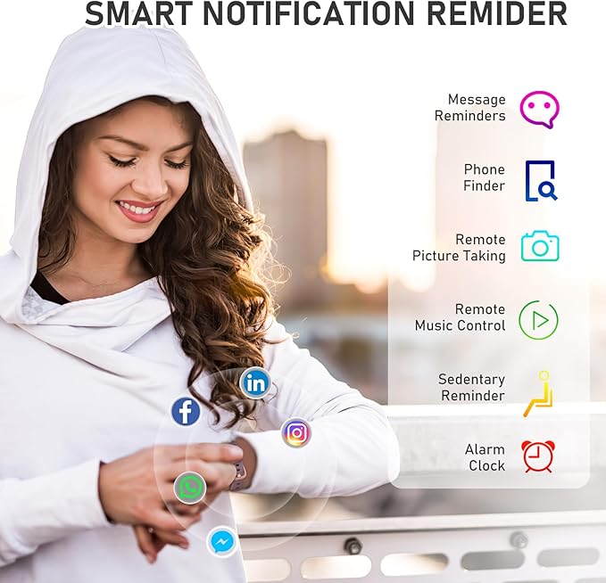 Fitness Tracker with 24/7Heart Rate, Blood Pressure, Sleep Tracking, Calorie, Activity Tracker with 1.1" AMOLED Color Screen, Waterproof Step Tracker for Android iPhones Women Men