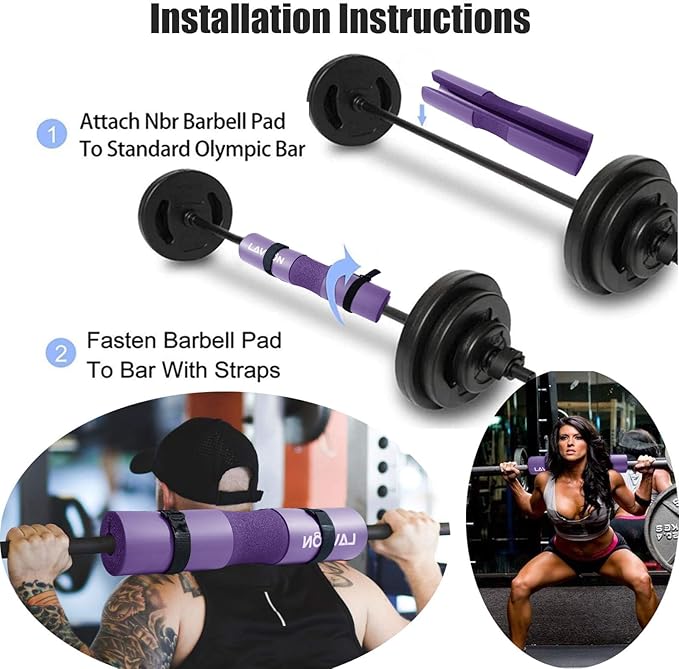Squat Pad - Foam Barbell Pad for Squats Cushion, Lunges & Bar Padding for Hip Thrusts - Standard Weight Bar Pad - Provides Cushion to Neck and Shoulders While Training