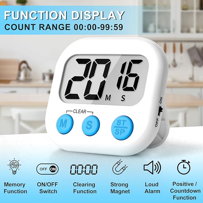 ZILLEEN Classroom Timer for Kids Teachers 4 Pack Digital Timers, White