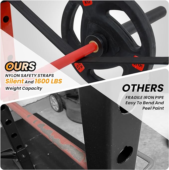 GarveeLife Power Cage, Multi-Function Squat Rack with LAT Pulldown, 1600 LBS Weight Capacity Fitness Power Rack with Cable Pulley System and j-Hooks, Dip Bars and Landmine Attachment for Home Gym
