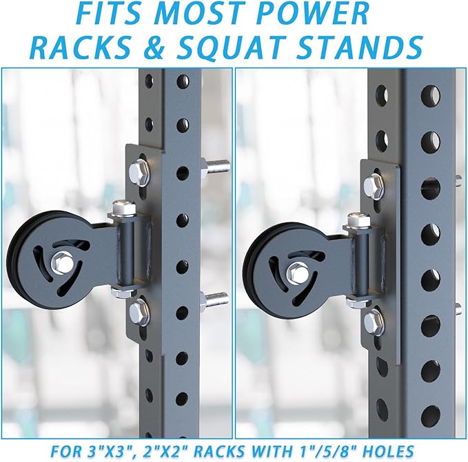 J Bryant Pulley System for Power Rack - Fits 5/8" Hole Size, Cable Pulley Attachment for 2x2, 2x3, 3x3 Racks, Heavy Duty LAT Pulldown, DIY Cable Machine Accessories, Gym Equipment