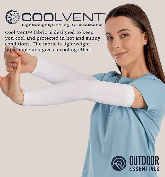 OutdoorEssentials UV Sun Protection Arm Sleeves - Compression Arm Sleeve, UV Arm Sleeves Men, Women - Golf Cooling Sleeves