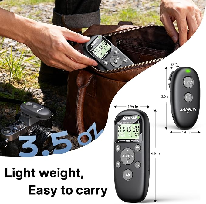 for Sony Camera Rechargeable Remote Shutter Release with Interval Timer - Aodelan Wireless Intervalometer Remote Control for sony ZV-E10 II, A7 IV, A7R V, A9 III, A7S III, A6600, A6500,ZV-1, RX100 VII