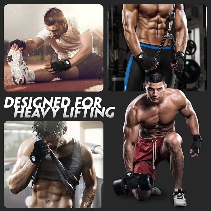 Workout Gloves Gym Gloves Weight Lifting Gloves for Men Women with Full Palm Pad,Strong Wrist Wraps Support,Enhanced Grip,for Fitness,Training,Weightlifting,Exercise