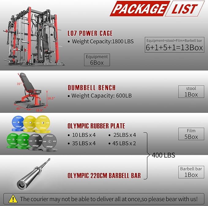 Multi-Purpose Squat Rack,Smith Machine Weight Rack Set with Cable Crossover System, Home Gym Power Racks, Power Racks and Packages