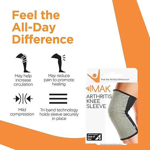 IMAK Brownmed Compression Arthritis Knee Sleeve - Knee Support Brace for Joint Pain, Circulation & Swelling Relief - Large