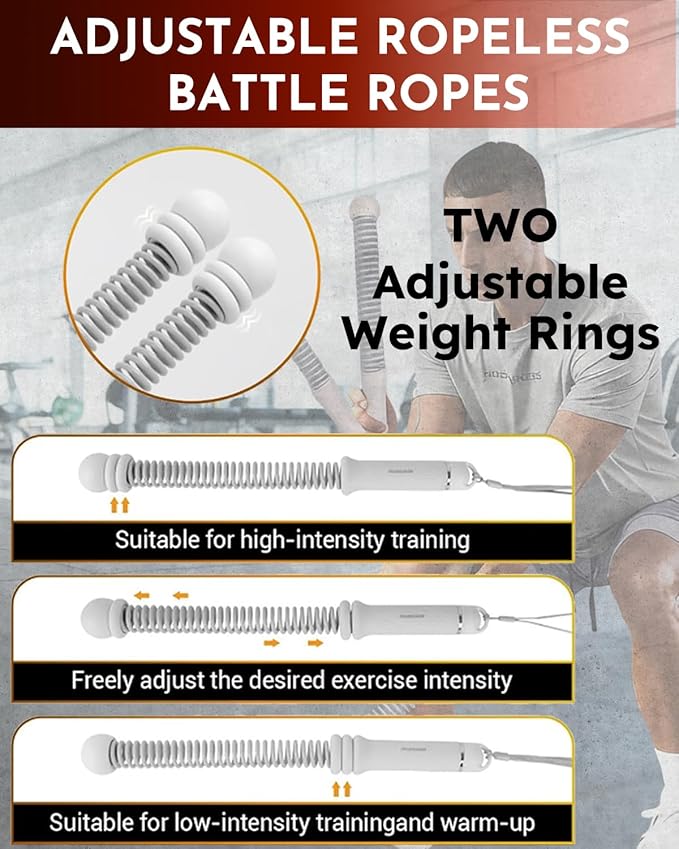 Ropeless Cordless Portable Battle Ropes for Home Gym,Adjustable Weight Z-Rope,Workout Equipment Weighted,Exercise Strength Training,No Endless Jump Rooes,Fitness Working Flex Springs Sticks(Pink)