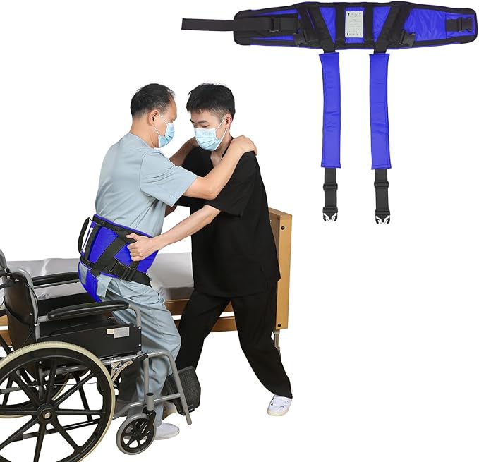 EZ Assistive Gait Belt with Padded Handles & Leg Straps for Seniors, Medical Gate Belt Transfer Belts with Buckle for Elderly Walking (Extra Large)