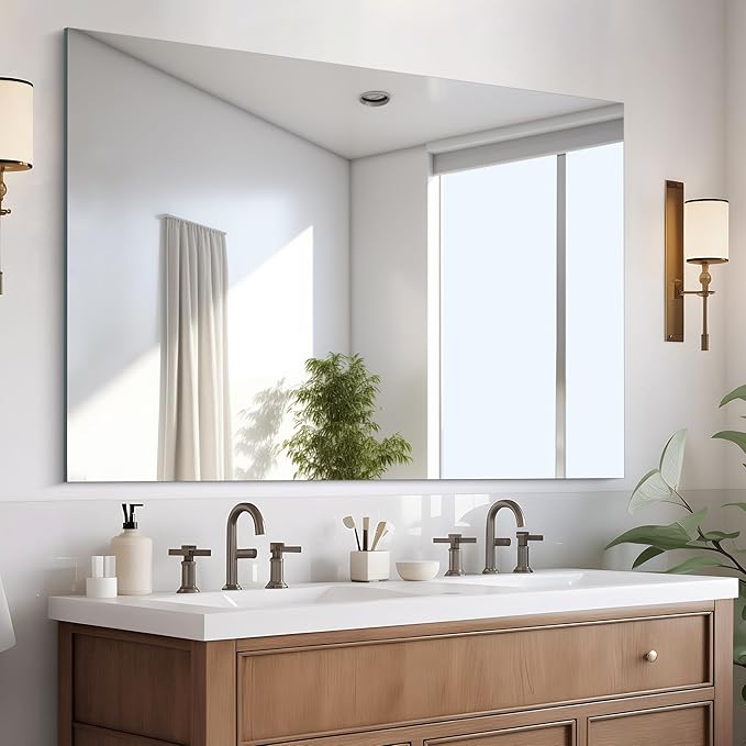 Frameless Rectangle Mirror, 36x48 Inch Large Bathroom Mirrors for Wall Over Sink, Upgraded Shatterproof Vanity Mirror with Polished Edge for Bathroom,Bedroom,Living Room and Entryway